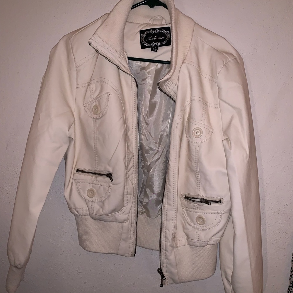 White leather bombed jacket